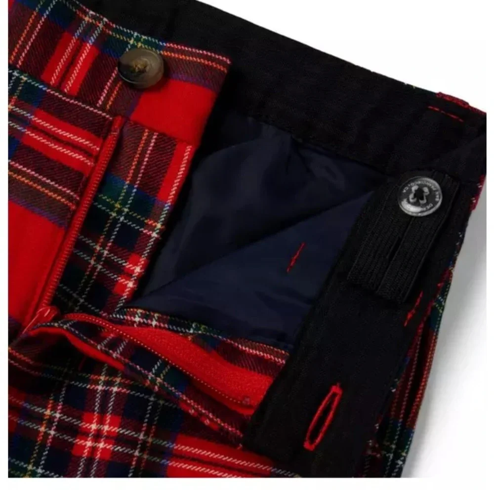 Janie and Jack Red Tartan‎ Plaid Holiday Pant Boys Size 6-12 Months Christmas